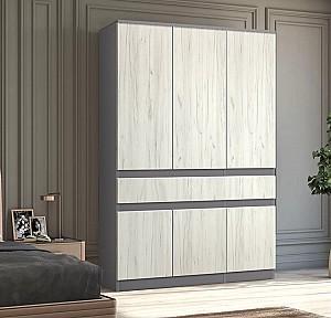 Dulap Modern Komfi 120cm Gri ardezie/Alb Stejar Craft