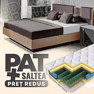 Pat Ambianta Malta (suport PAL) 1.6 m Cremona / Grafit + Saltea Salt Confort Clasic 160x200