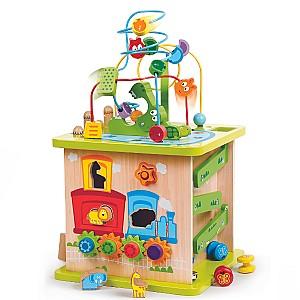 Jucarie interactiva Hape Cub Montessori din lemn Aventuri în Safari E8341