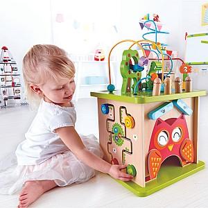 Jucarie interactiva Hape Cub Montessori din lemn Aventuri în Safari E8341