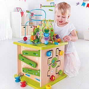 Jucarie interactiva Hape Cub Montessori din lemn Aventuri în Safari E8341