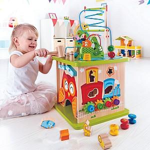 Jucarie interactiva Hape Cub Montessori din lemn Aventuri în Safari E8341