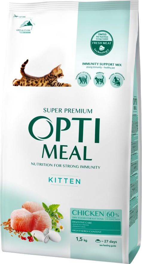 Hrana uscata pentru pisici Optimeal Kitten Chicken 1.5kg