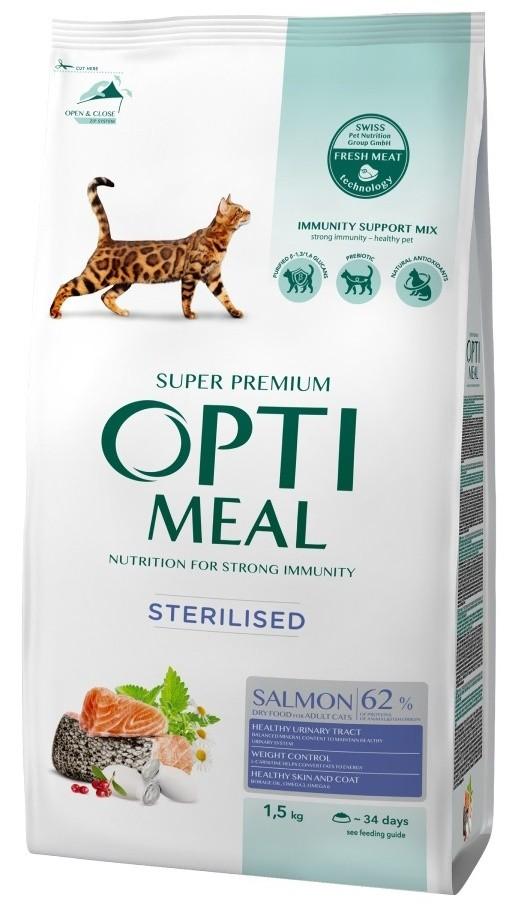 Hrana uscata pentru pisici Optimeal Cat Sterilised Salmon 1.5kg