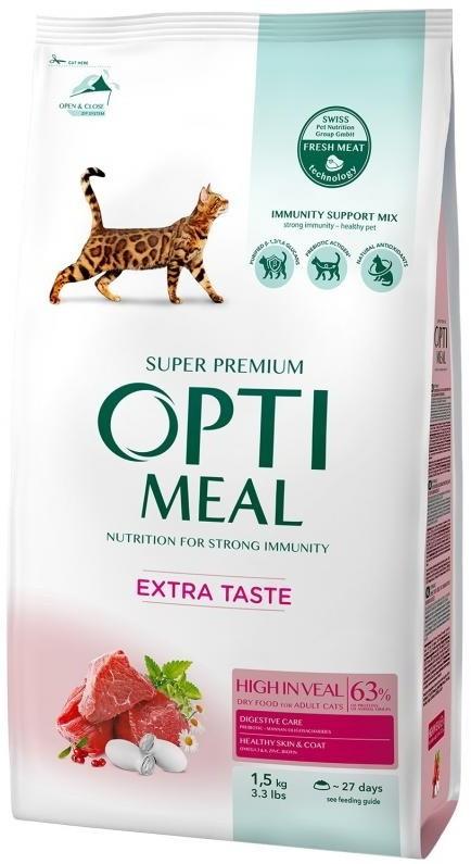Hrana uscata pentru pisici Optimeal Adult Cat Extra Taste Veal 1.5kg