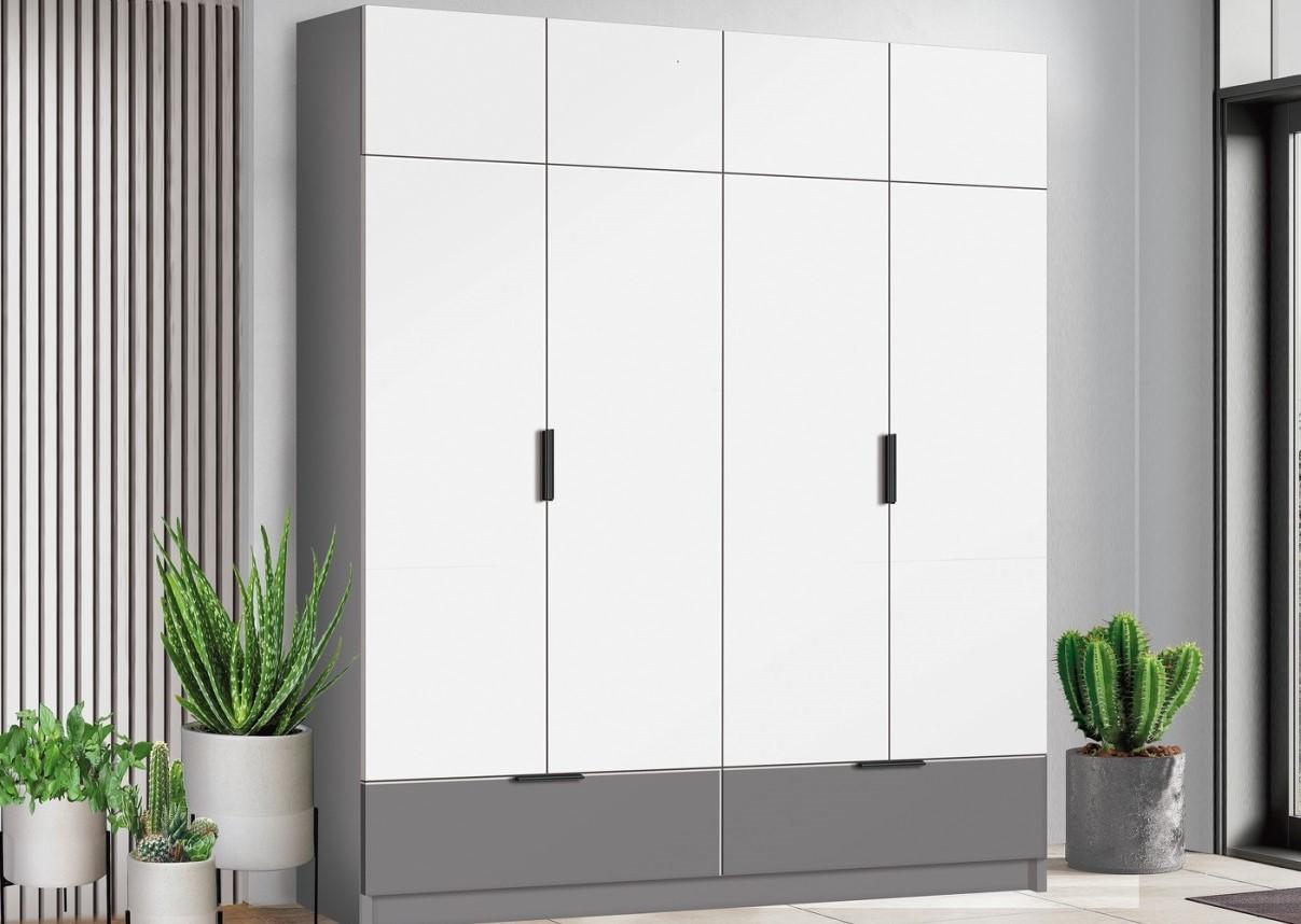 Dulap Modern Komfort 180 Gri Ardezie/Alb