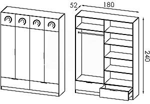 Dulap Modern Komfort 180 Stejar Craft Gri (Bej)/Alb