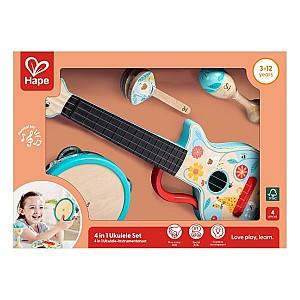 Jucarie muzicala Hape Ukulele 4 în 1 (E0638)