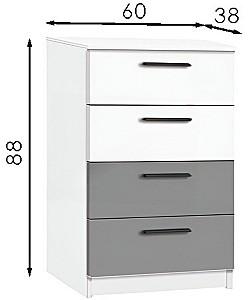 Comoda Modern Andi 4S Alb/Gri Ardezie
