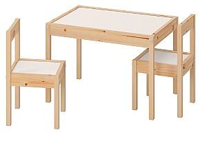 Masă de scris pentru copii IKEA Latt (+2 scaune) White/Pine