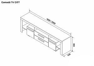 Tumba pentru televizor Ambianta City 1.6 m Alb