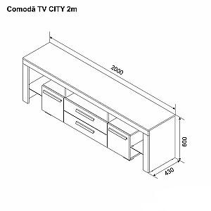 Tumba pentru televizor Ambianta City 2 m Gri