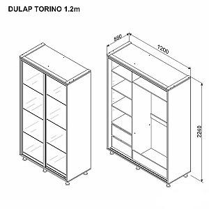 Dulap-cupe Ambianta Torino (oglindă) 1.2 m Alb