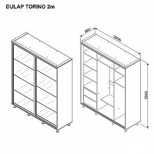 Dulap-cupe Ambianta Torino (oglindă) 2 m Alb