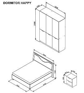 Set dormitor Ambianta Happy 4 Alb Samoa, Modern