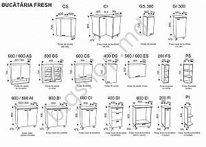 Set mobila bucatarie Ambianta Fresh 2.6  Gri