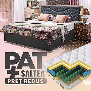 Pat Ambianta Happy 1.6 m Nuc / Gri + Saltea Salt Confort Clasic 160x200