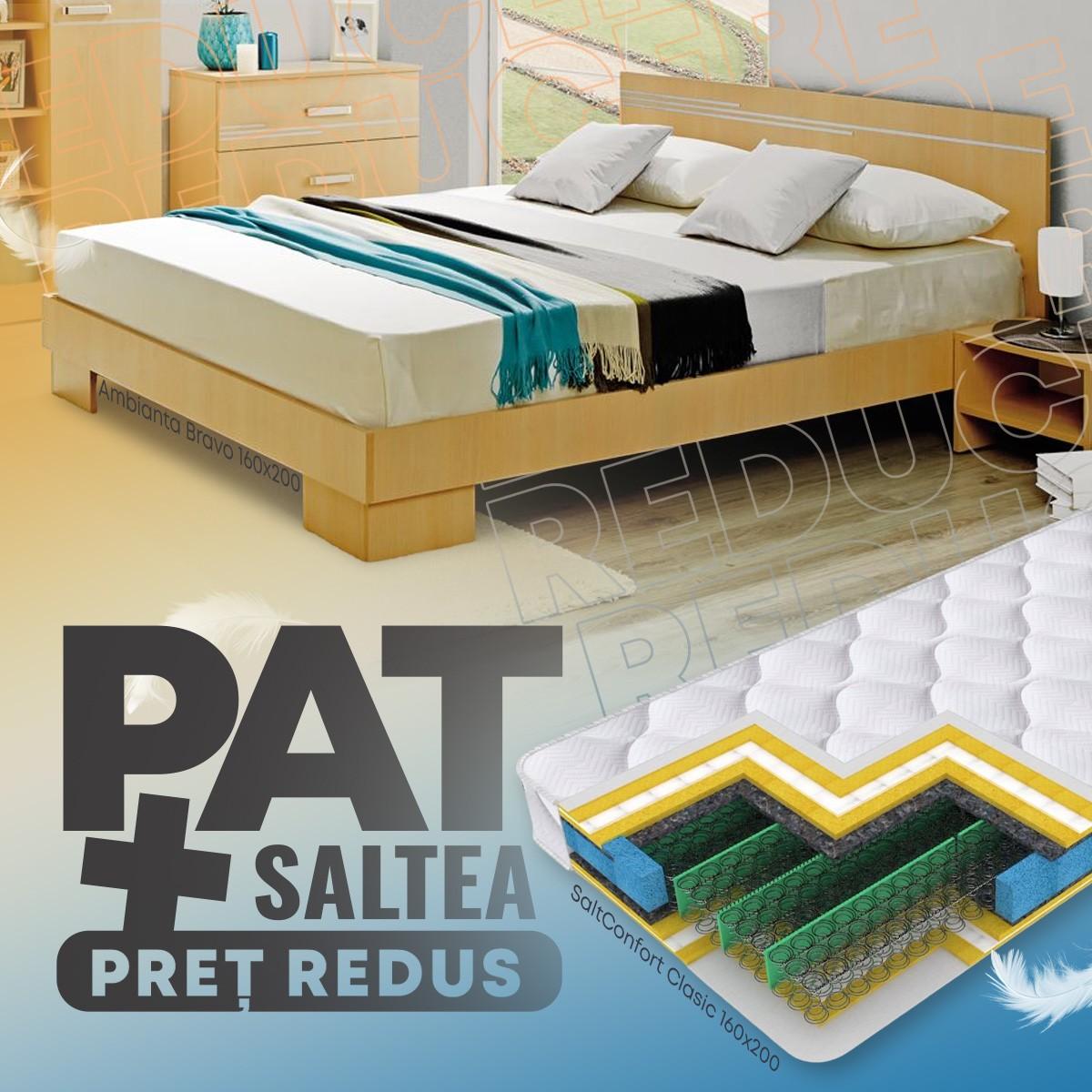 Pat Ambianta Bravo 1.6 m Cremona + Saltea Salt Confort Clasic 160x200
