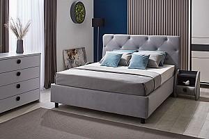 Pat Ambianta Cristal 1.6 m Gri tapitat + Saltea Salt Confort Clasic 160x200