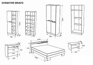 Set dormitor Ambianta Bravo Sonoma Inchis + Saltea Salt Confort Clasic 160x200