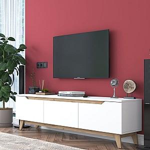 Tumba pentru televizor Mirage Meble D1 Alb/Nuc Deschis (Bej)