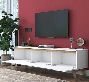 Tumba pentru televizor Mirage Meble D1 Alb/Nuc Deschis (Bej)