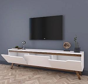 Tumba pentru televizor Mirage Meble D1/M Alb/Nuc Inchis (Maro)