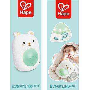 Jucarie de plus Hape Prietenul meu muzical – Huggy Bobo, alb