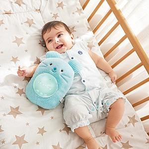 Jucarie de plus Hape Prietenul meu muzical  Huggy Momo, albastru