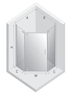 Cabina de dus New Trendy Komfort Black Pentagonal 90x90x195 Hinged K-0807
