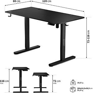 Masa gaming SENSE7 Nojo 120x60 Black