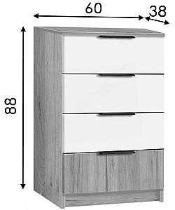 Comoda Modern Komfort 4S Gri Ardezie/Alb