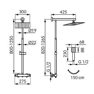 Set de duș Ferro NP75SQ-TRV7U-BL termostatica (19136)