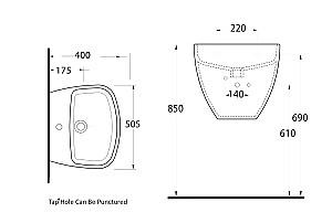Lavoar baie Ege Vitrifiye Alvona 1th (86511) (03241)