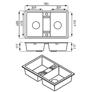 Chiuveta de bucatarie Ferro DRGM2/48/78BA Graphite (03081)