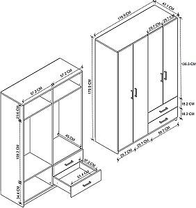 Dulap Nex Home 180x47x120 cm Alb