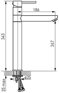 Baterie pentru lavoar FDESIGN Flusso Gold FD1-FLS-2L-55 (18932)