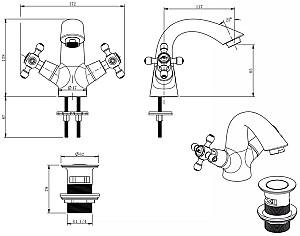 Baterie pentru lavoar FDESIGN Lacrima Bronz FD1-LRA-2-66 (18555)