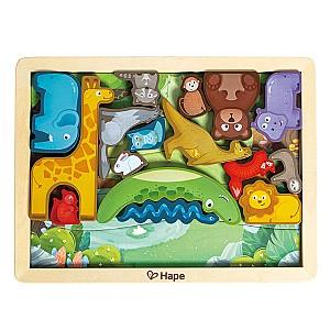 Puzzle Hape Regatul Animalelor 16 piese