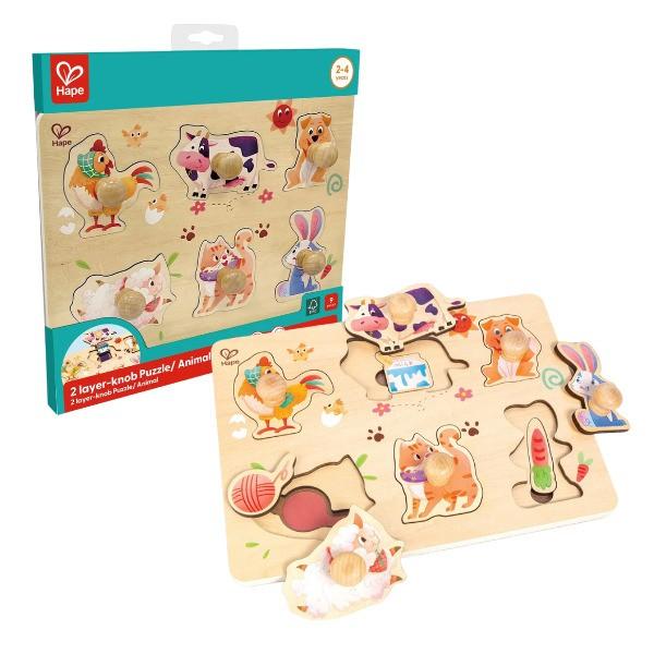 Puzzle Hape Desteptel Curtea Fermierului 13 piese