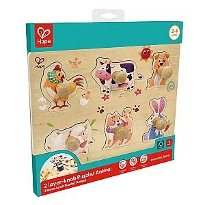 Puzzle Hape Desteptel Curtea Fermierului 13 piese