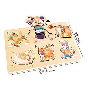 Puzzle Hape Desteptel Curtea Fermierului 13 piese