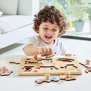 Puzzle Hape Desteptel Curtea Fermierului 13 piese