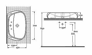 Lavoar baie Ege Vitrifiye Sura 70 1th (56711) (07468)