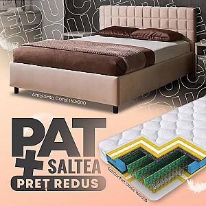 Pat Ambianta Coral 1.6 m Bej + Saltea Salt Confort Clasic 160x200