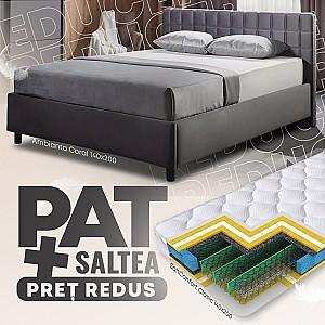 Pat Ambianta Coral 1.4 m Grafit + Saltea Salt Confort Clasic 140x200