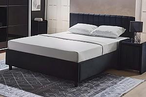 Pat Ambianta Coral 1.8 m Negru + Saltea Salt Confort Lux 180x200