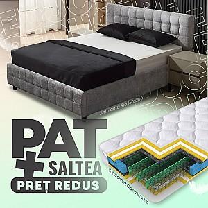 Pat Ambianta Rio 1.6 m Gri Deschis + Saltea Salt Confort Clasic 160x200