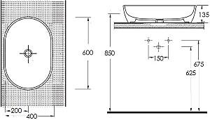 Lavoar baie Ege Vitrifiye Knidos 60x40cm (88601) (15583)