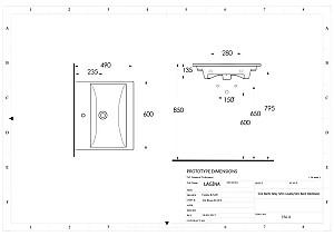 Lavoar baie Ege Vitrifiye Lagina 60x50 1th (35611) (12818)
